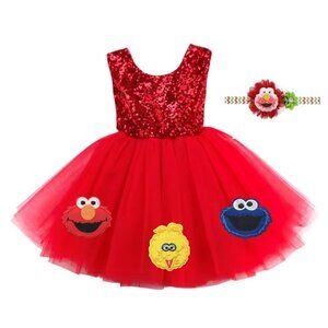 Elmo Dress Smash Cake First Birthday Cookie Monster Clothes Sesame Street Dress
